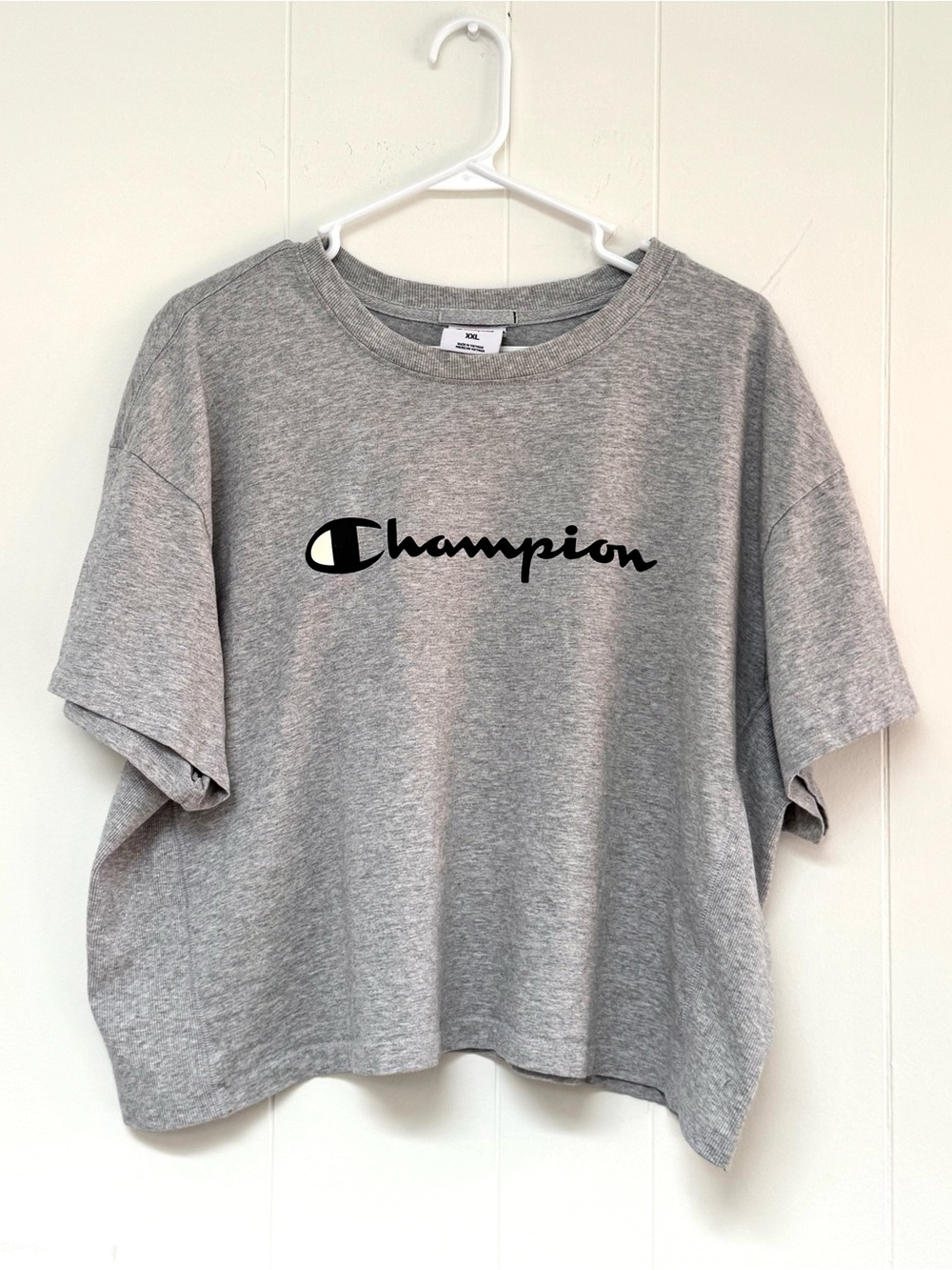 Champion Women’s Crop Loose Fit Side Rib T-Shirt Heather Gray 2X XXL Tee Soft